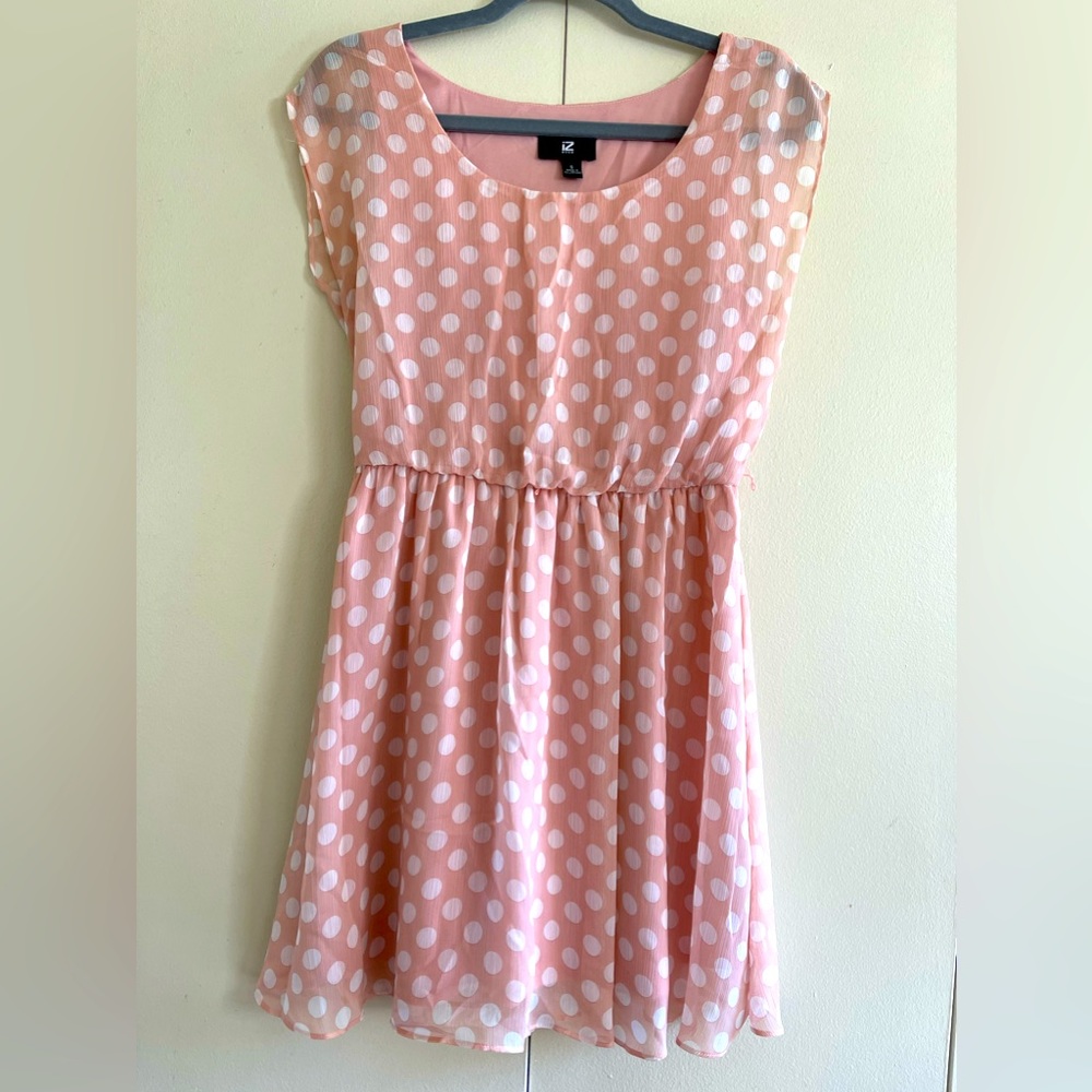 Iz Byer Pink Midi Polka Dot Dress S